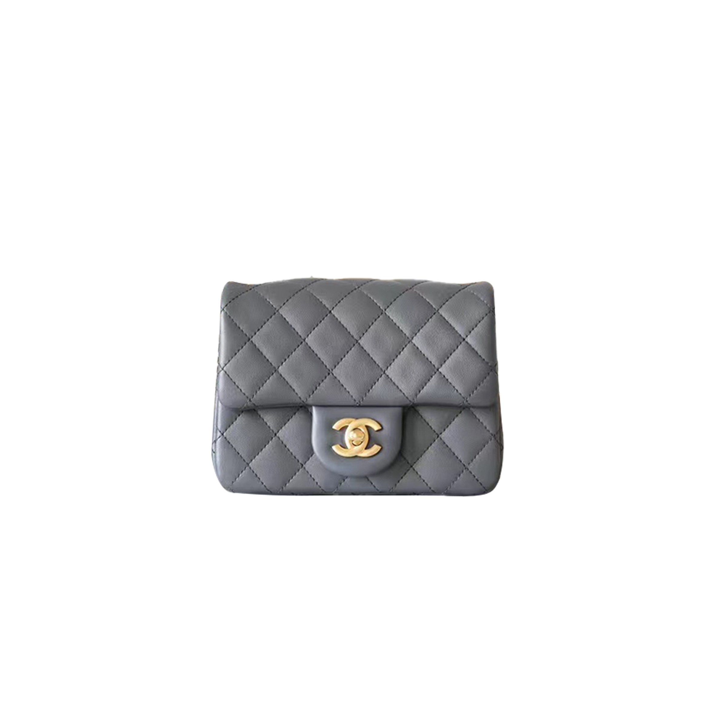 CHANEL MASTER LAMBSKIN QUILTED MINI PEARL CRUSH FLAP LIGHT GREY (18*13*7cm)